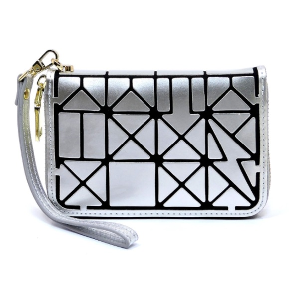 Isabelle Handbags - Isabelle Silver Geometric Patchwork Wallet
